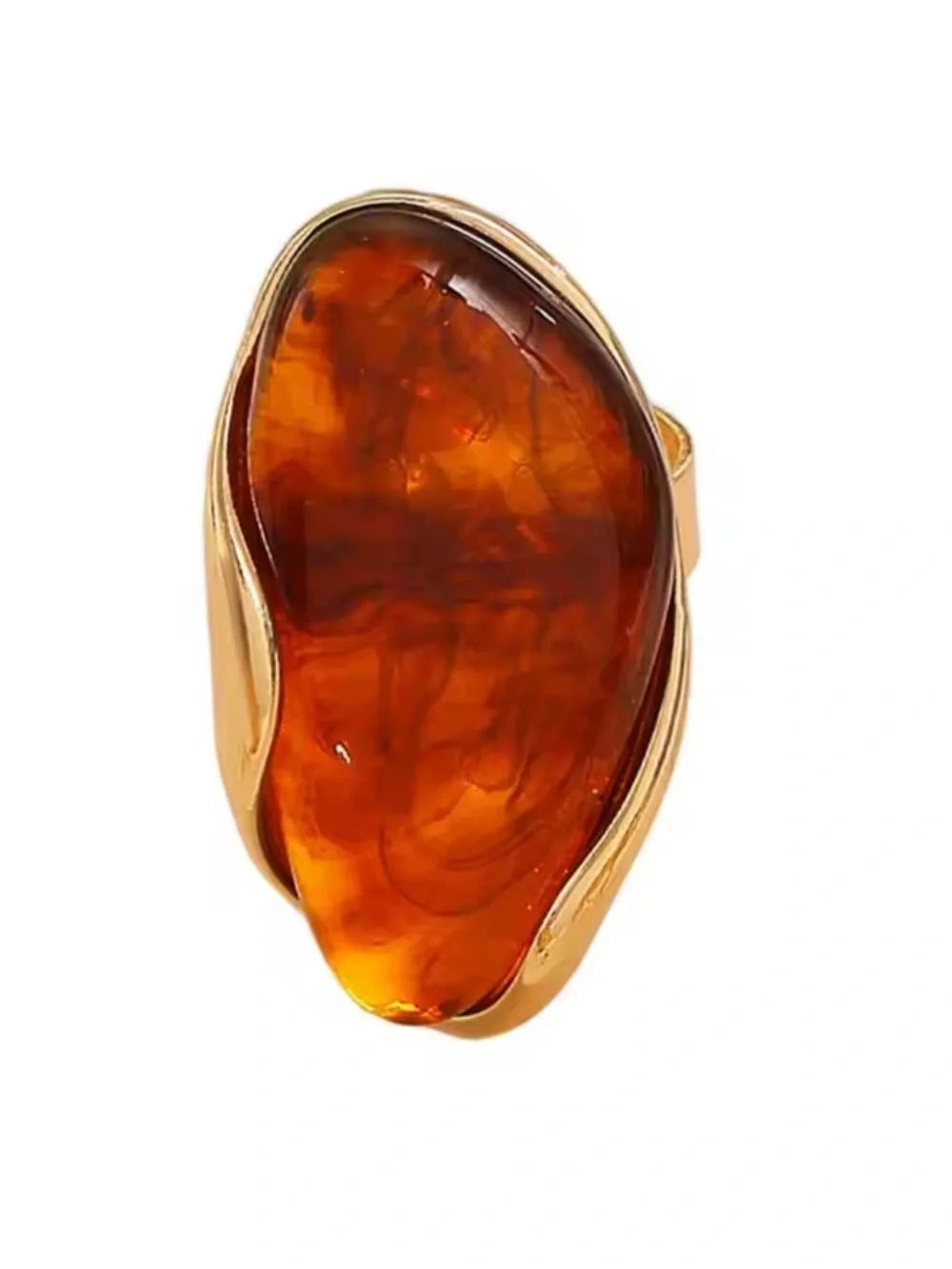 Golden Ember Abstract Cocktail Ring